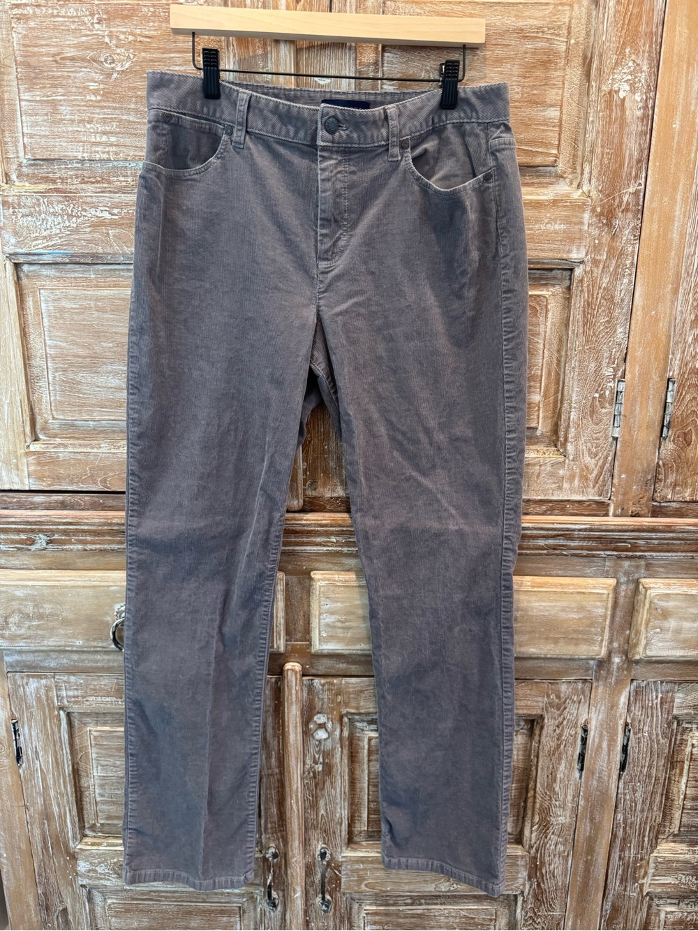 Talbots Corduroy Gray Stretch Pants Casual, Cotton Blend Size 12